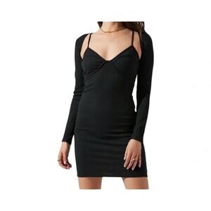 ASTR The Label Ribbed Bustier Mini Tank Dress w/ Shrug Women’s Size M Black Y2K